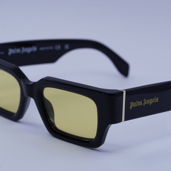Palm Angels PERI086 HYDE 1018 Sunglasses Black Rectangle Frame, Yellow Lenses - Picture 4 of 11